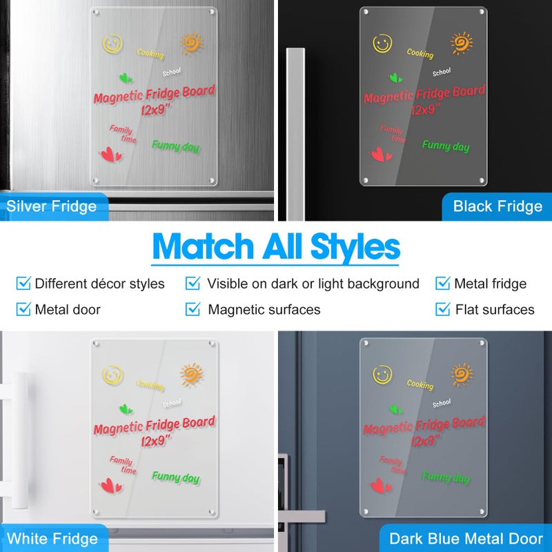 OORAII Acrylic Dry Erase Board Whiteboard for Fridge Meal Planner Menu Board for Kitchen to do List Shopping List Grocery List Family Dinner Refrigerator Chore Chart Chore Board 2024 Clear Planning Board - Image 3